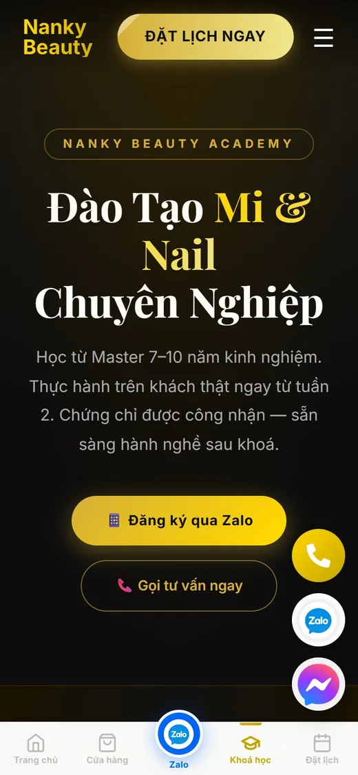 Nanky Beauty trên điện thoại: Đào tạo
