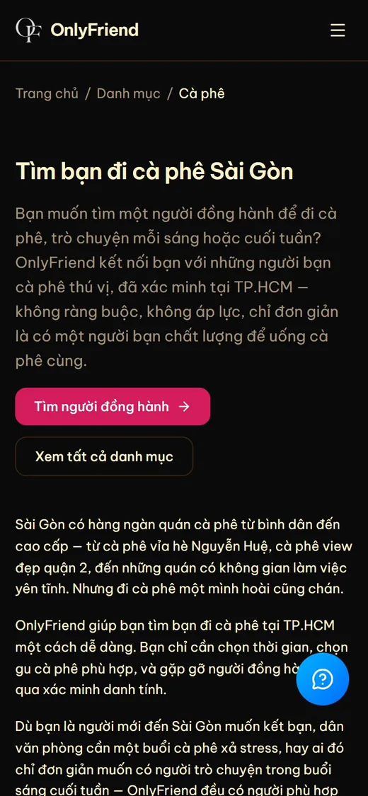 OnlyFriend trên điện thoại: Tìm bạn cà phê