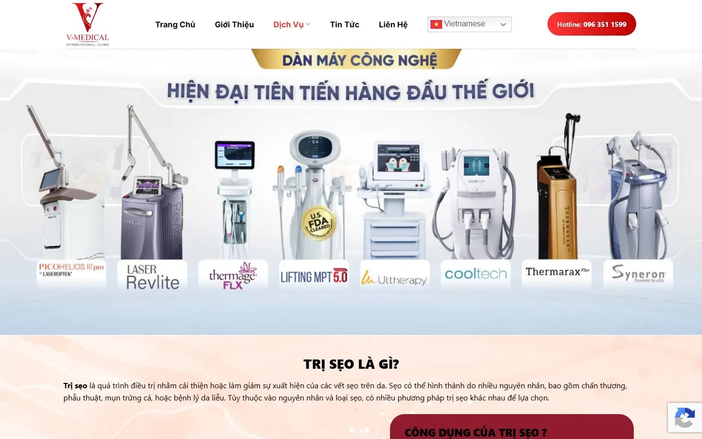 V-Medical Clinic: Landing page trị sẹo