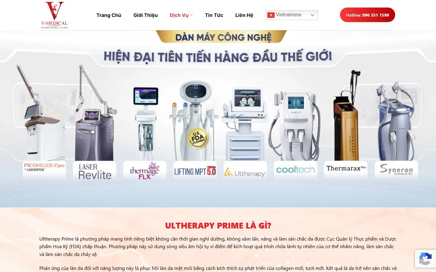 V-Medical Clinic: Landing page Ultherapy Prime